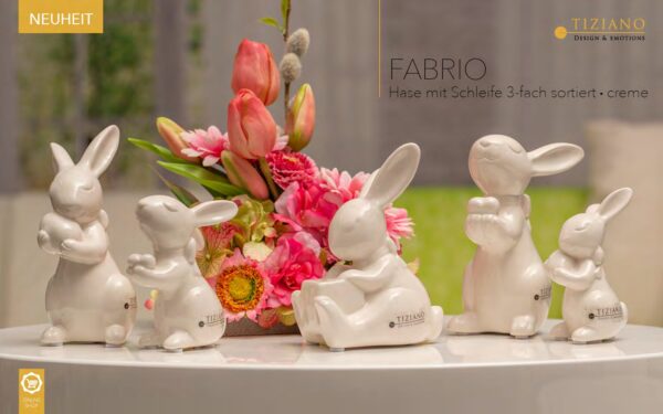 Deko Hase Fabrio mit Schleife