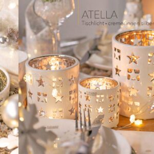 Tischlicht Atella silber mit Sternen