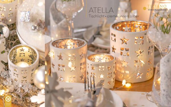 Tischlicht Atella silber mit Sternen