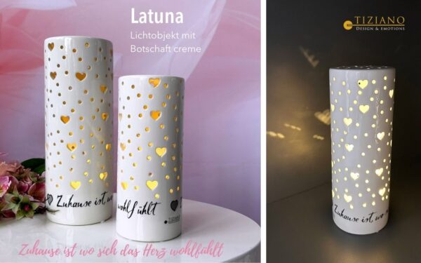 Dekolicht Latuna LED mit Decal „Zuhause“